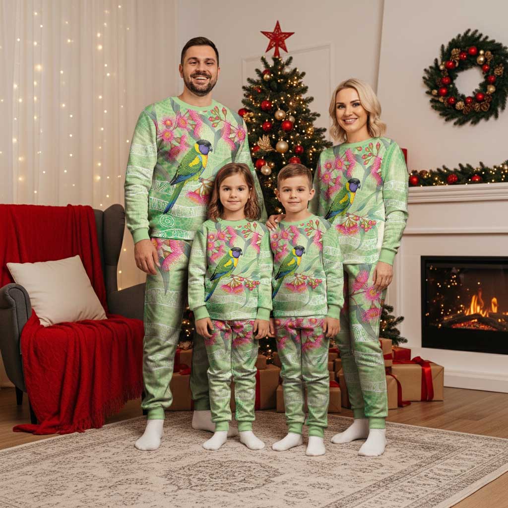 Australian Rainbow Lorikeet and Eucalyptus Christmas Pajama Set Spirit of Aussie Aboriginal Dot Art - Aussie Hoodie