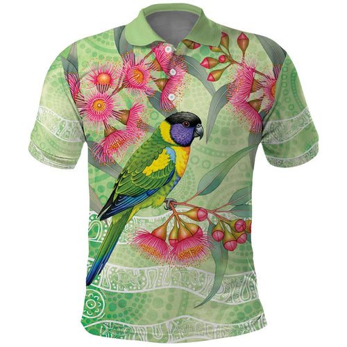 Australian Rainbow Lorikeet and Eucalyptus Polo Shirt Spirit of Aussie Aboriginal Dot Art - Aussie Hoodie