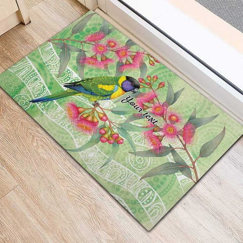 Australian Rainbow Lorikeet and Eucalyptus Rubber Doormat Spirit of Aussie Aboriginal Dot Art - Aussie Hoodie