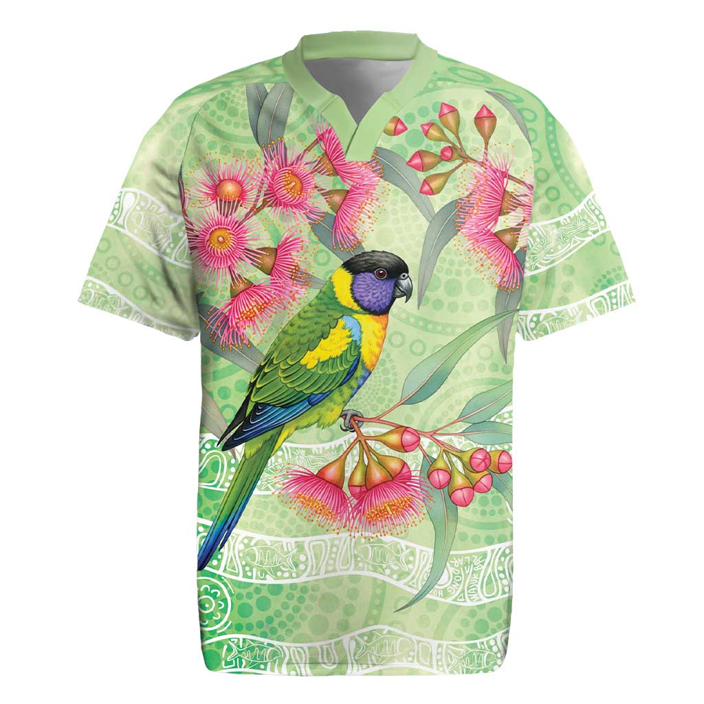 Australian Rainbow Lorikeet and Eucalyptus Rugby Jersey Spirit of Aussie Aboriginal Dot Art - Aussie Hoodie