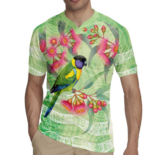 Australian Rainbow Lorikeet and Eucalyptus Rugby Jersey Spirit of Aussie Aboriginal Dot Art - Aussie Hoodie