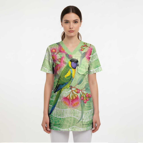 Australian Rainbow Lorikeet and Eucalyptus Scrub Top Spirit of Aussie Aboriginal Dot Art - Aussie Hoodie