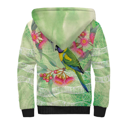 Australian Rainbow Lorikeet and Eucalyptus Sherpa Hoodie Spirit of Aussie Aboriginal Dot Art - Aussie Hoodie