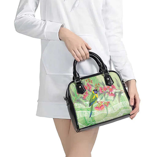 Australian Rainbow Lorikeet and Eucalyptus Shoulder Handbag Spirit of Aussie Aboriginal Dot Art - Aussie Hoodie
