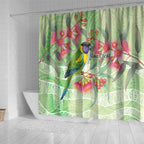Australian Rainbow Lorikeet and Eucalyptus Shower Curtain Spirit of Aussie Aboriginal Dot Art - Aussie Hoodie