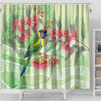 Australian Rainbow Lorikeet and Eucalyptus Shower Curtain Spirit of Aussie Aboriginal Dot Art - Aussie Hoodie