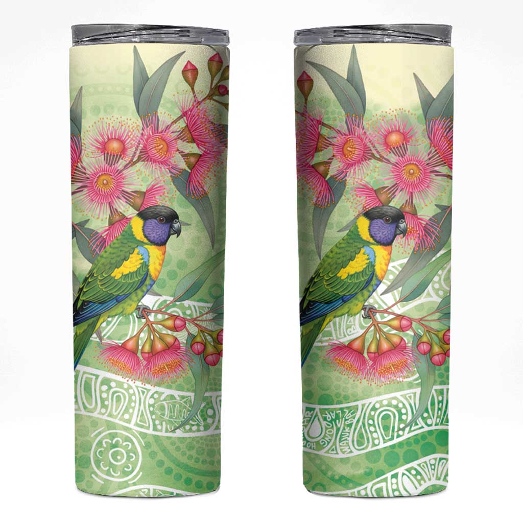 Australian Rainbow Lorikeet and Eucalyptus Skinny Tumbler Spirit of Aussie Aboriginal Dot Art - Aussie Hoodie