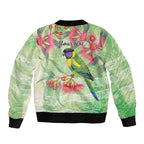 Australian Rainbow Lorikeet and Eucalyptus Sleeve Zip Bomber Jacket Spirit of Aussie Aboriginal Dot Art - Aussie Hoodie
