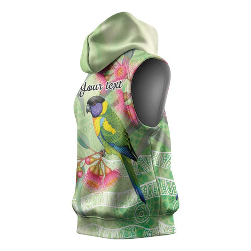Australian Rainbow Lorikeet and Eucalyptus Sleeveless Hoodie Spirit of Aussie Aboriginal Dot Art - Aussie Hoodie