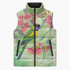 Australian Rainbow Lorikeet and Eucalyptus Sleeveless Puffer Jacket Spirit of Aussie Aboriginal Dot Art - Aussie Hoodie