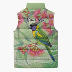 Australian Rainbow Lorikeet and Eucalyptus Sleeveless Puffer Jacket Spirit of Aussie Aboriginal Dot Art - Aussie Hoodie