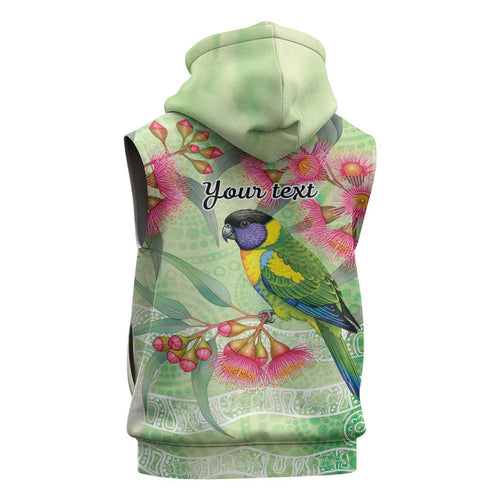 Australian Rainbow Lorikeet and Eucalyptus Sleeveless Zip Hoodie Spirit of Aussie Aboriginal Dot Art LT9