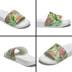 Australian Rainbow Lorikeet and Eucalyptus Slide Sandals Spirit of Aussie Aboriginal Dot Art - Aussie Hoodie