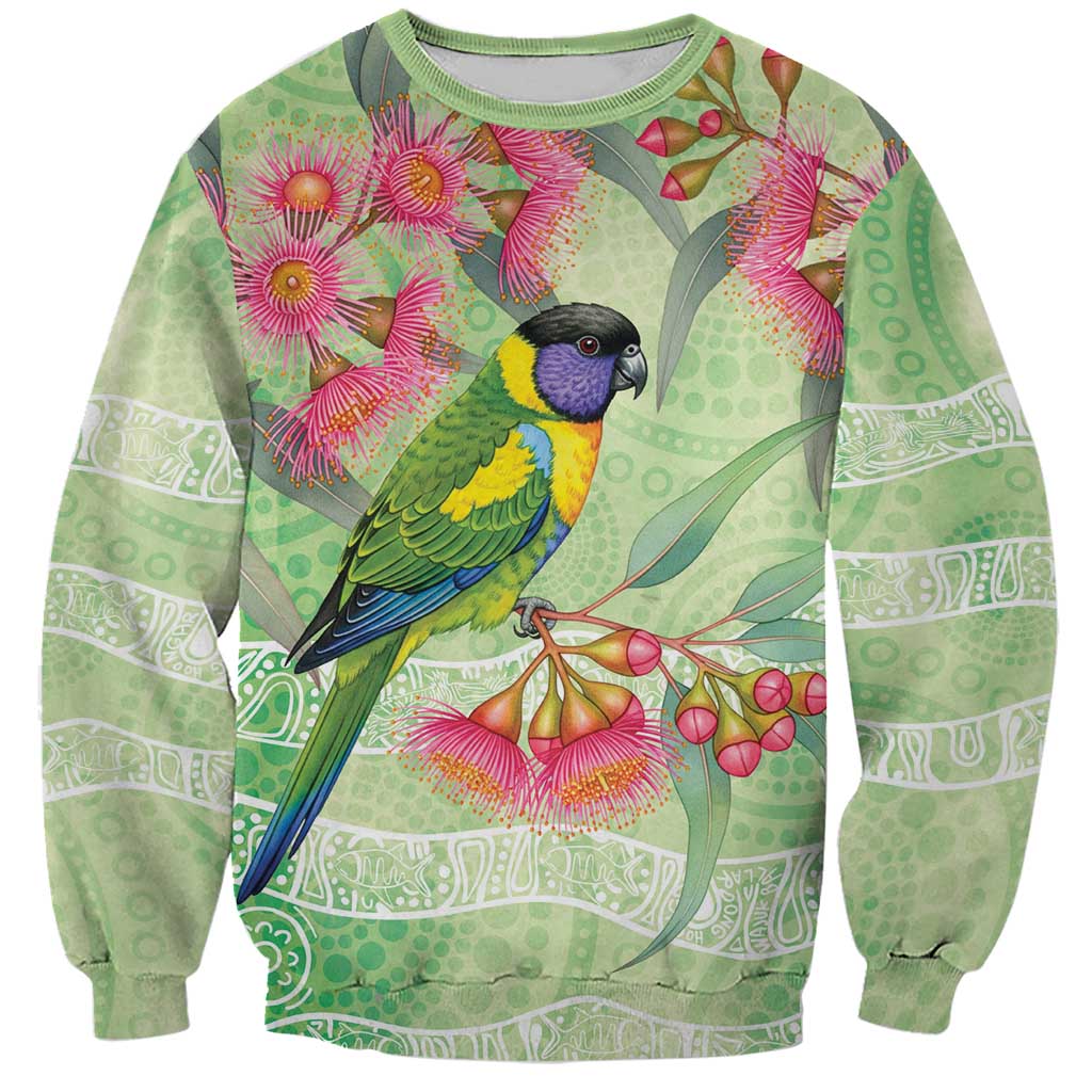 Australian Rainbow Lorikeet and Eucalyptus Sweatshirt Spirit of Aussie Aboriginal Dot Art - Aussie Hoodie