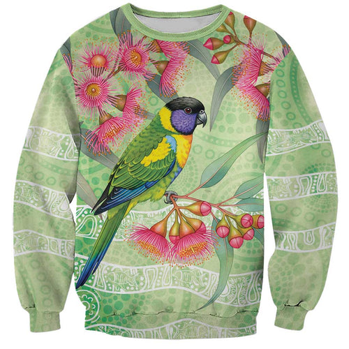 Australian Rainbow Lorikeet and Eucalyptus Sweatshirt Spirit of Aussie Aboriginal Dot Art - Aussie Hoodie