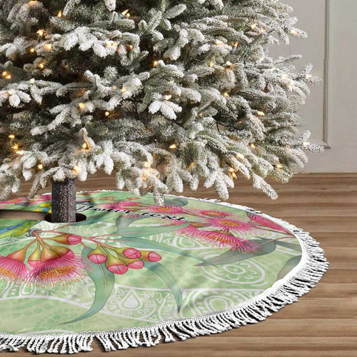 Australian Rainbow Lorikeet and Eucalyptus Tree Skirt Spirit of Aussie Aboriginal Dot Art - Aussie Hoodie