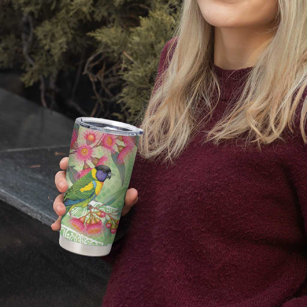 Australian Rainbow Lorikeet and Eucalyptus Tumbler Cup Spirit of Aussie Aboriginal Dot Art - Aussie Hoodie