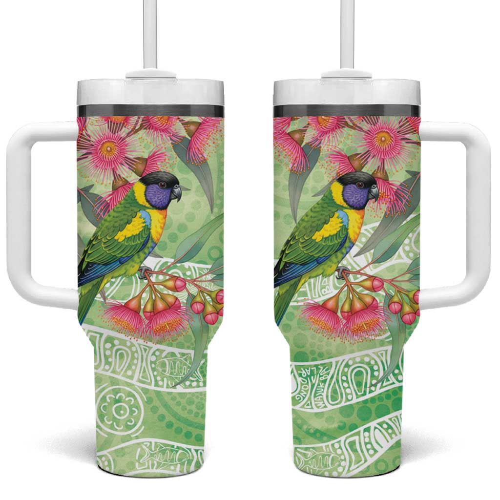 Australian Rainbow Lorikeet and Eucalyptus Tumbler With Handle Spirit of Aussie Aboriginal Dot Art - Aussie Hoodie