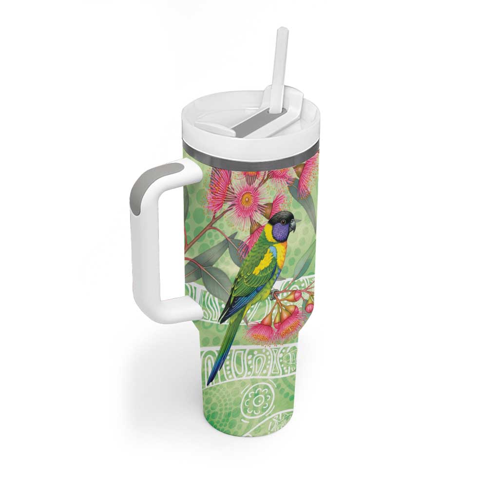 Australian Rainbow Lorikeet and Eucalyptus Tumbler With Handle Spirit of Aussie Aboriginal Dot Art - Aussie Hoodie