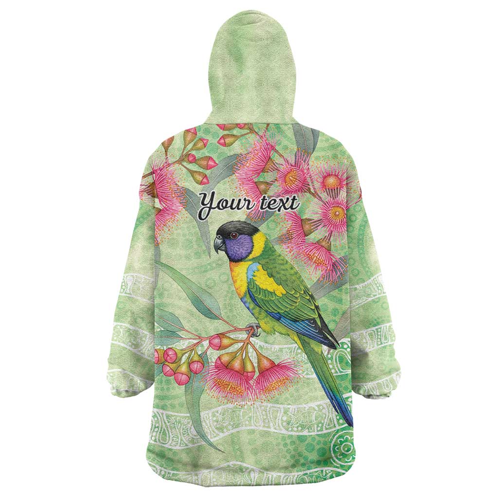 Australian Rainbow Lorikeet and Eucalyptus Wearable Blanket Hoodie Spirit of Aussie Aboriginal Dot Art - Aussie Hoodie