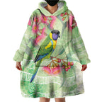 Australian Rainbow Lorikeet and Eucalyptus Wearable Blanket Hoodie Spirit of Aussie Aboriginal Dot Art - Aussie Hoodie