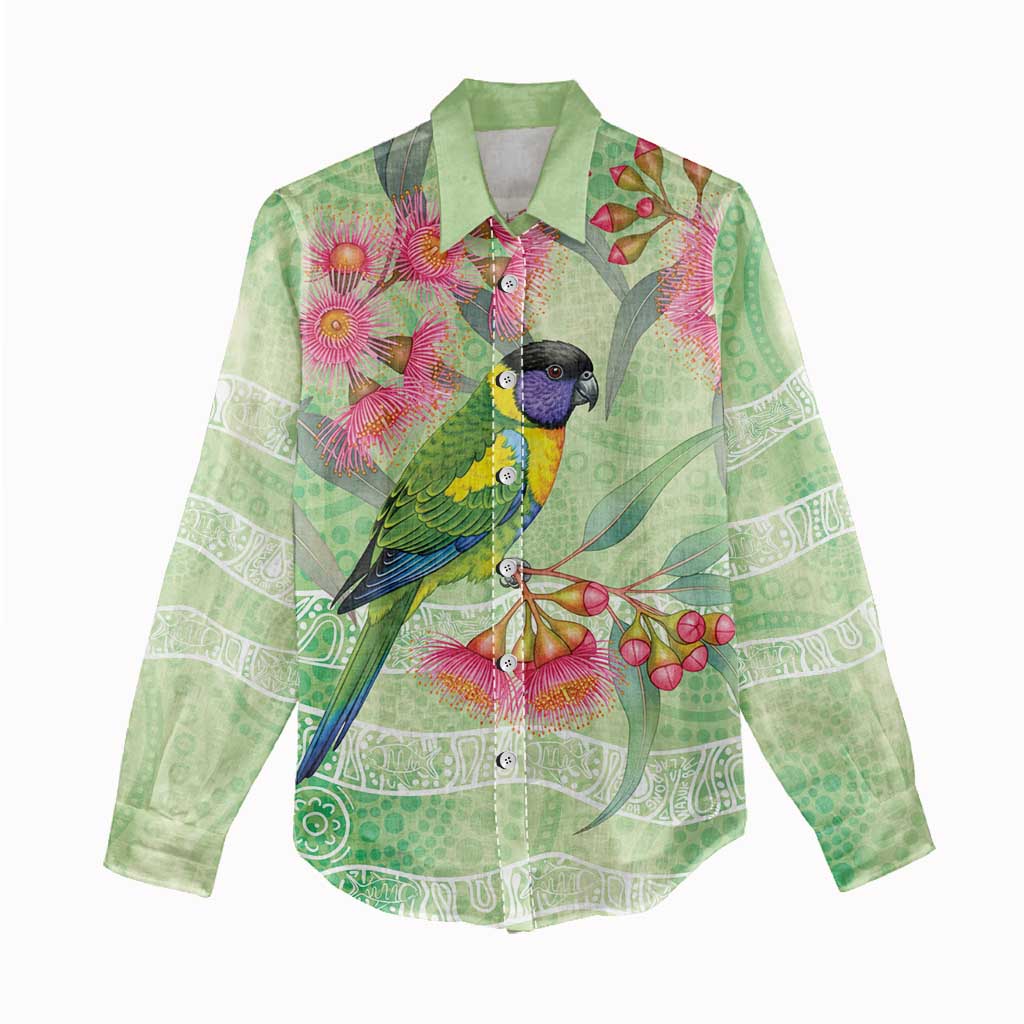 Australian Rainbow Lorikeet and Eucalyptus Women Casual Shirt Spirit of Aussie Aboriginal Dot Art - Aussie Hoodie
