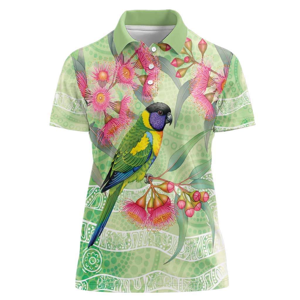 Australian Rainbow Lorikeet and Eucalyptus Women Polo Shirt Spirit of Aussie Aboriginal Dot Art - Aussie Hoodie