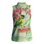 Australian Rainbow Lorikeet and Eucalyptus Women Sleeveless Polo Shirt Spirit of Aussie Aboriginal Dot Art - Aussie Hoodie