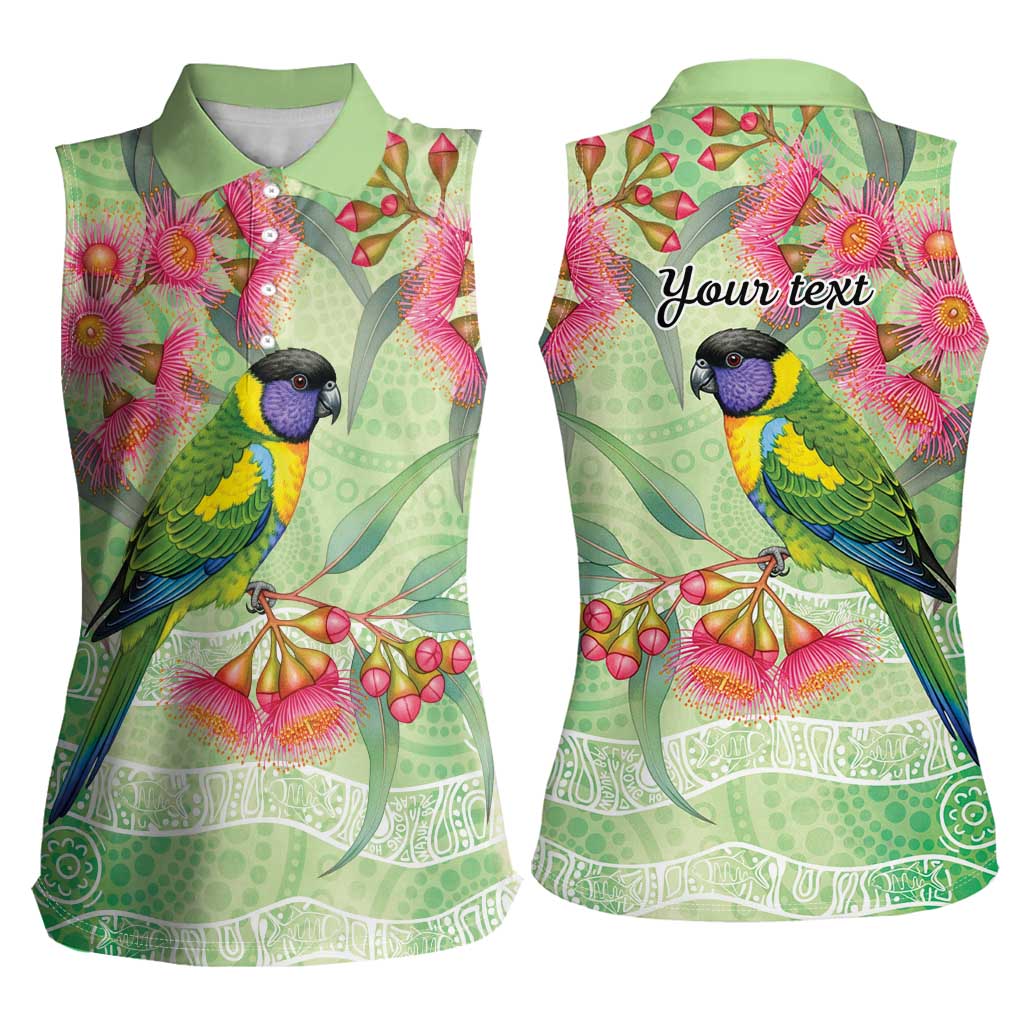 Australian Rainbow Lorikeet and Eucalyptus Women Sleeveless Polo Shirt Spirit of Aussie Aboriginal Dot Art - Aussie Hoodie