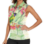 Australian Rainbow Lorikeet and Eucalyptus Women Sleeveless Polo Shirt Spirit of Aussie Aboriginal Dot Art - Aussie Hoodie