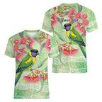 Australian Rainbow Lorikeet and Eucalyptus Women V-Neck T-Shirt Spirit of Aussie Aboriginal Dot Art - Aussie Hoodie
