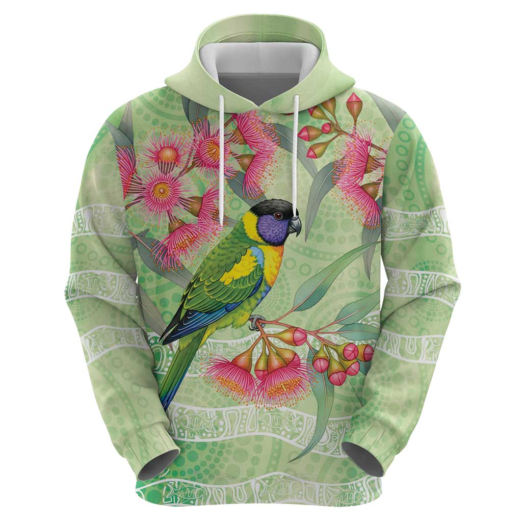 Australian Rainbow Lorikeet and Eucalyptus Zip Hoodie Spirit of Aussie Aboriginal Dot Art - Aussie Hoodie