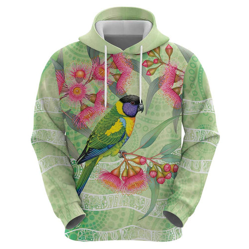 Australian Rainbow Lorikeet and Eucalyptus Zip Hoodie Spirit of Aussie Aboriginal Dot Art - Aussie Hoodie