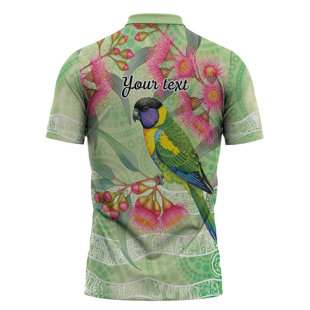 Australian Rainbow Lorikeet and Eucalyptus Zipper Polo Shirt Spirit of Aussie Aboriginal Dot Art - Aussie Hoodie