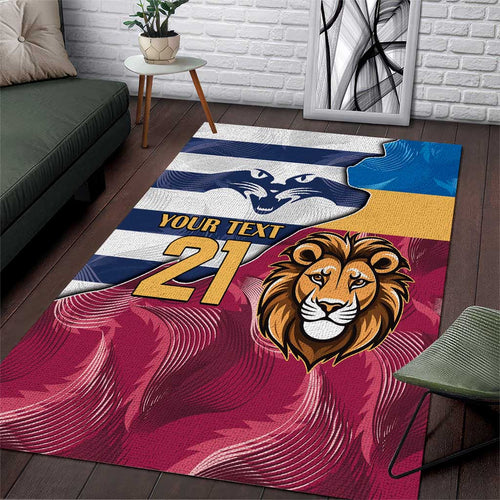 Brisbane-Geelong Football Custom Area Rug Cracked Metal Style