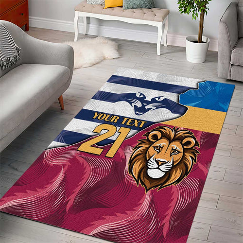 Brisbane-Geelong Football Custom Area Rug Cracked Metal Style