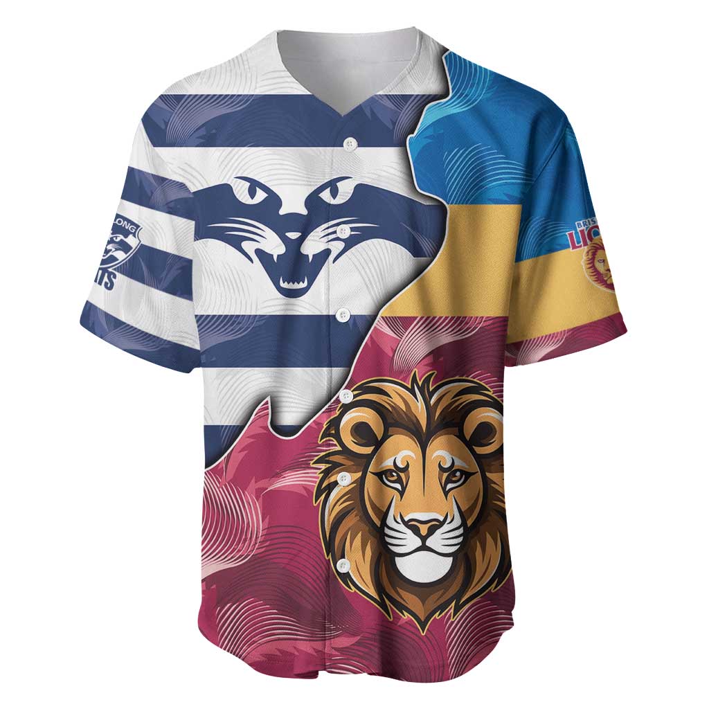 Brisbane-Geelong Football Custom Baseball Jersey Cracked Metal Style