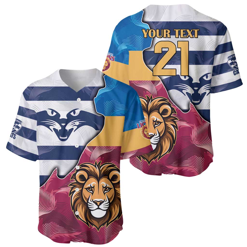 Brisbane-Geelong Football Custom Baseball Jersey Cracked Metal Style