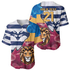 Brisbane-Geelong Football Custom Baseball Jersey Cracked Metal Style