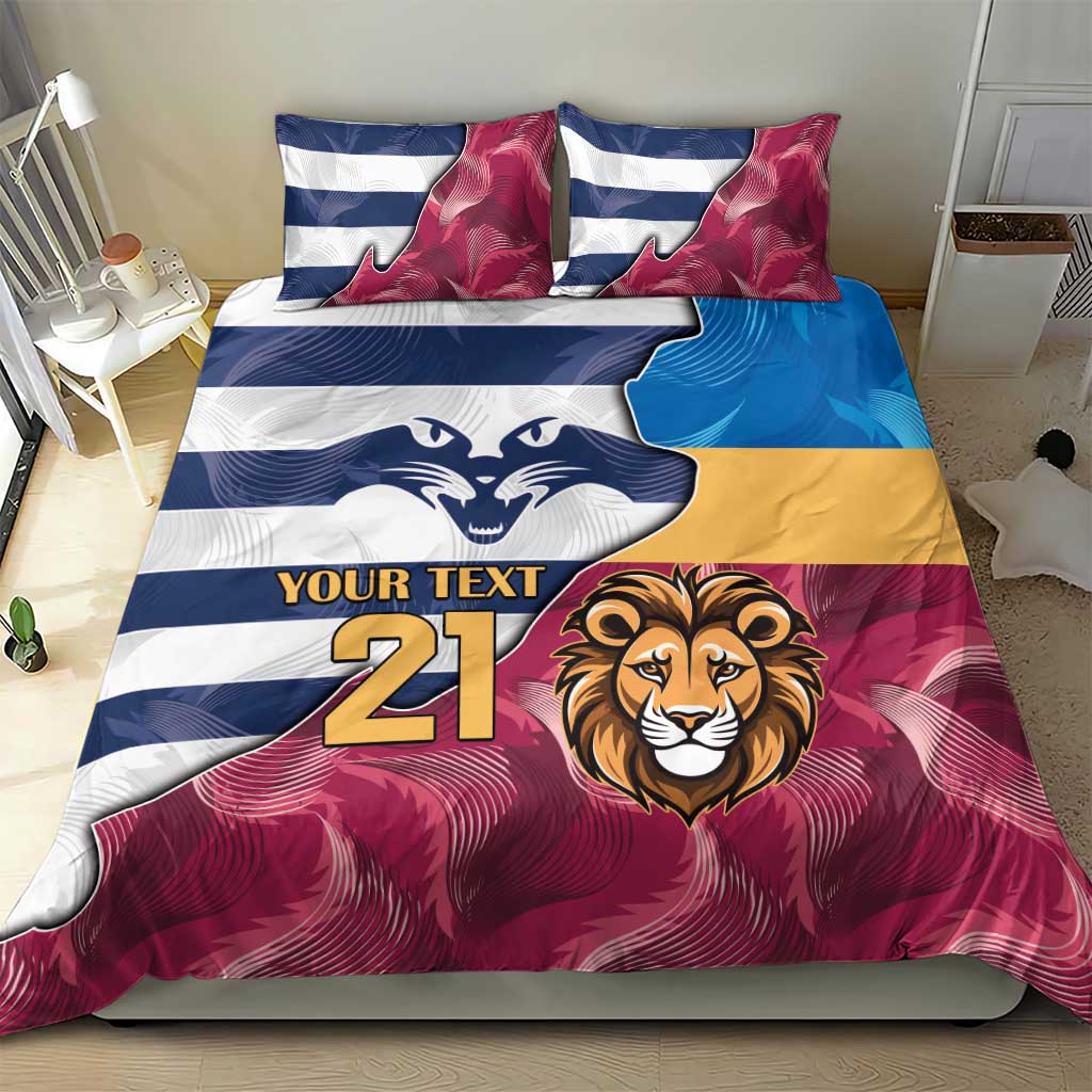Brisbane-Geelong Football Custom Bedding Set Cracked Metal Style