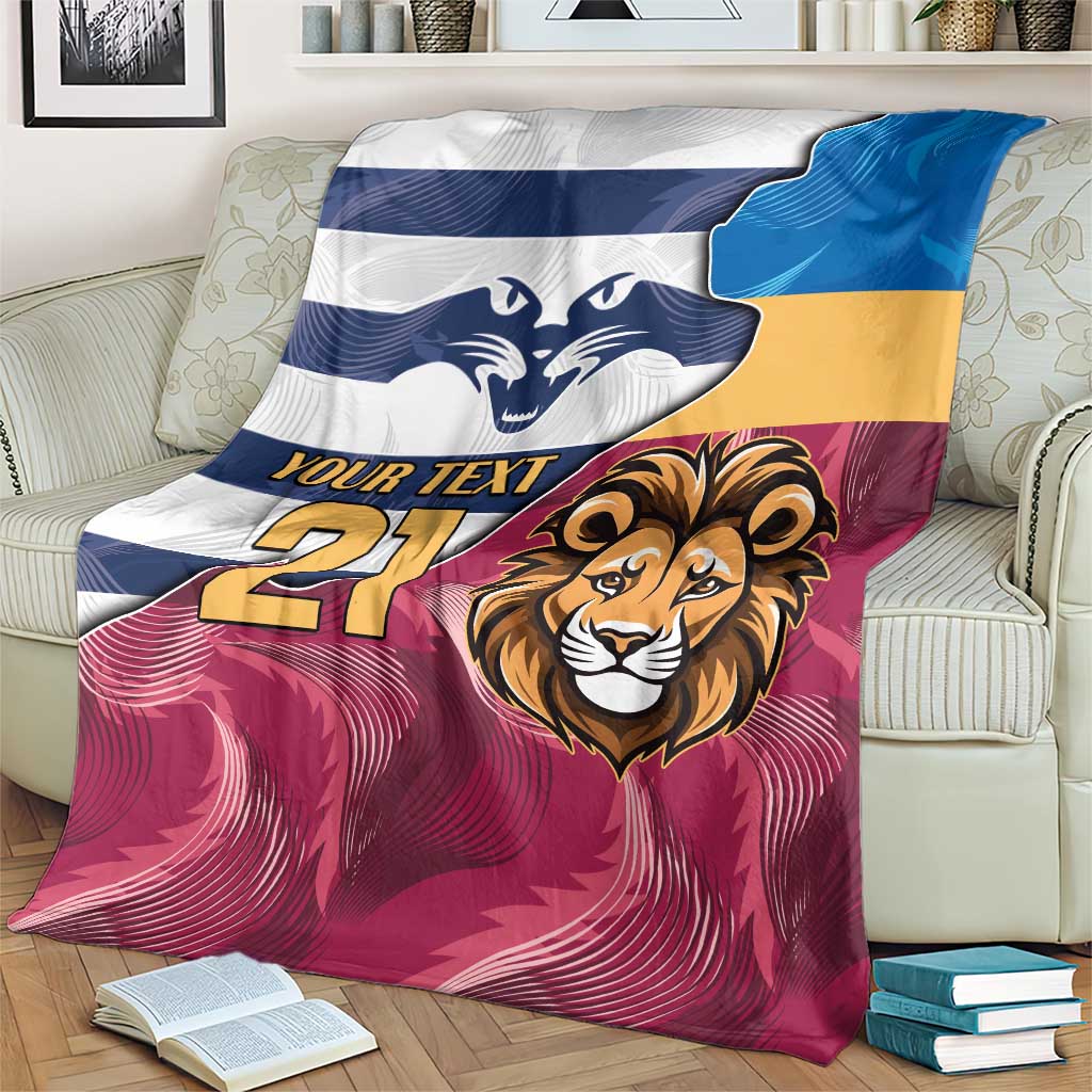 Brisbane-Geelong Football Custom Blanket Cracked Metal Style
