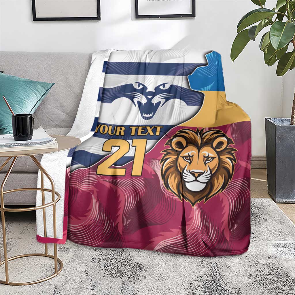 Brisbane-Geelong Football Custom Blanket Cracked Metal Style