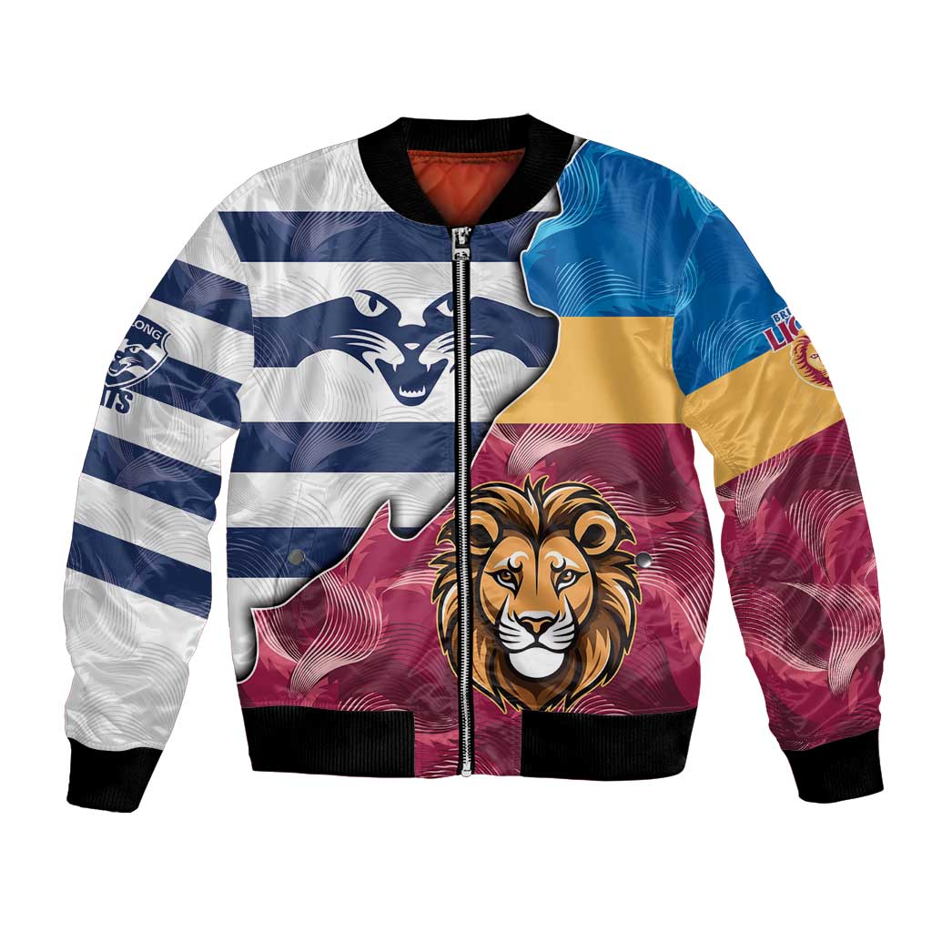 Brisbane-Geelong Football Custom Bomber Jacket Cracked Metal Style