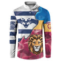 Brisbane-Geelong Football Custom Button Sweatshirt Cracked Metal Style