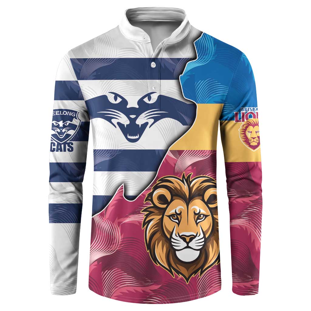 Brisbane-Geelong Football Custom Button Sweatshirt Cracked Metal Style