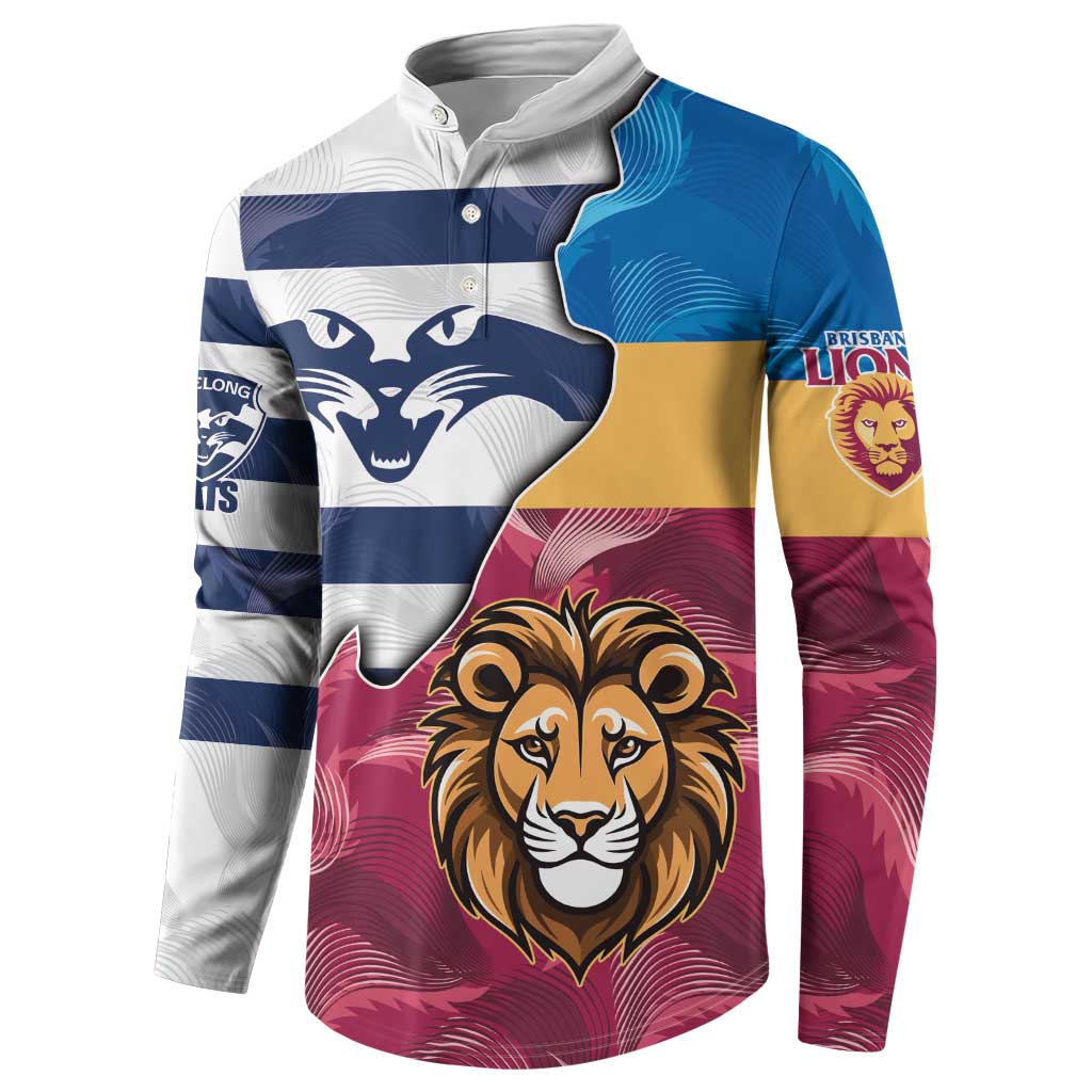 Brisbane-Geelong Football Custom Button Sweatshirt Cracked Metal Style