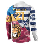 Brisbane-Geelong Football Custom Button Sweatshirt Cracked Metal Style