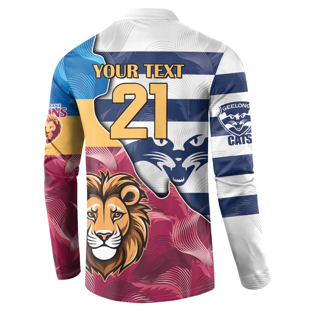 Brisbane-Geelong Football Custom Button Sweatshirt Cracked Metal Style