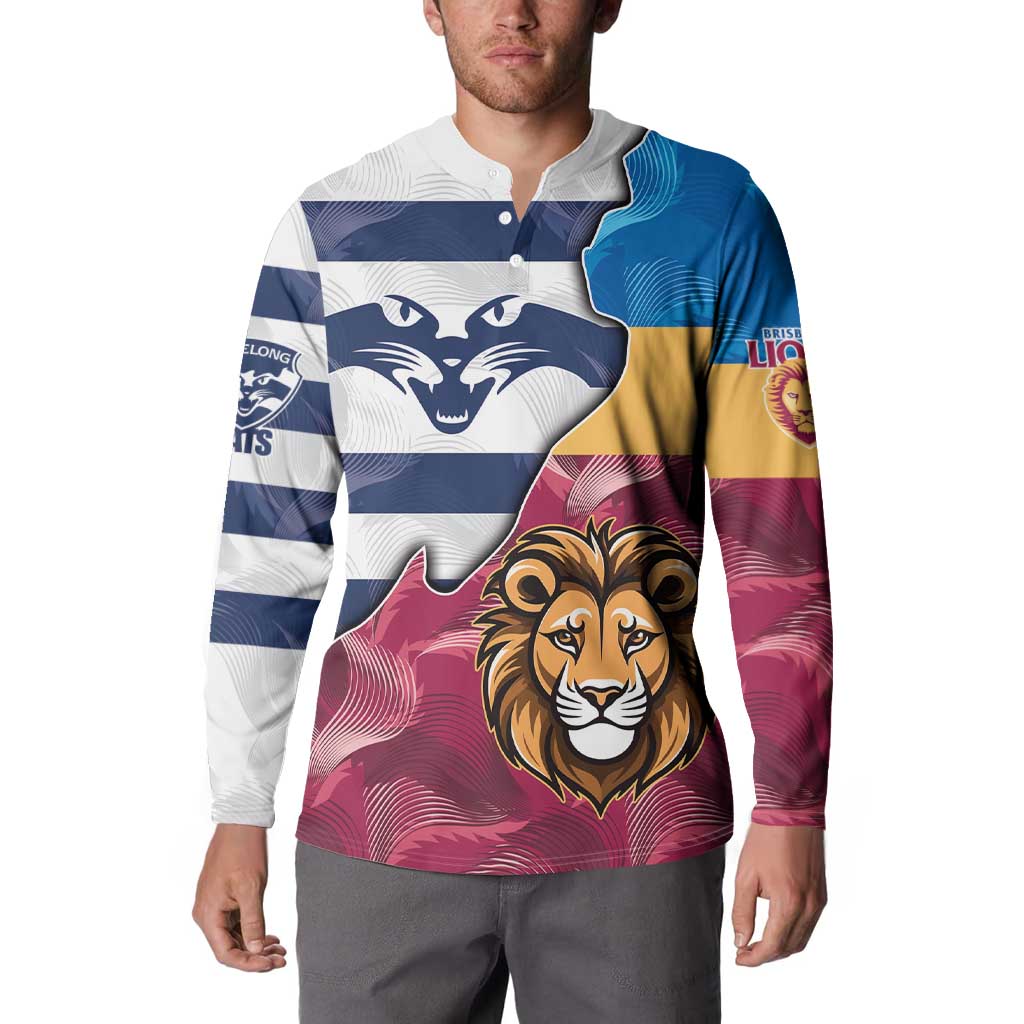 Brisbane-Geelong Football Custom Button Sweatshirt Cracked Metal Style