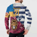 Brisbane-Geelong Football Custom Button Sweatshirt Cracked Metal Style